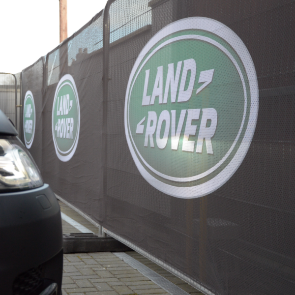 land rover print heras fence banner