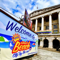 510g PVC Printed banner for outdoor advertising, nottingham market square beach