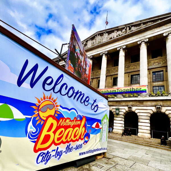 510g PVC Printed banner for outdoor advertising, nottingham market square beach