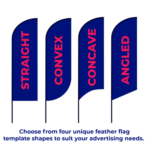 Printed feather flag template shapes