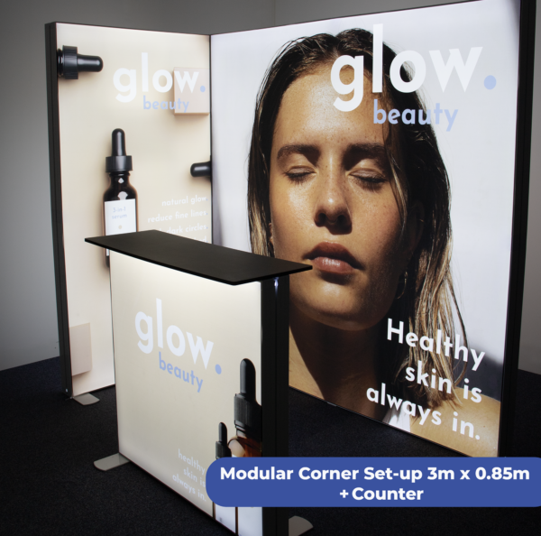 example of modular corner LED lightbox set-up